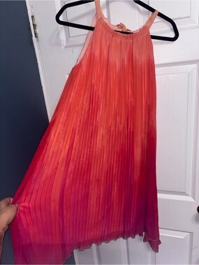 Apt. 9 Ombre Coral to Fuchsia Pleated Midi dress